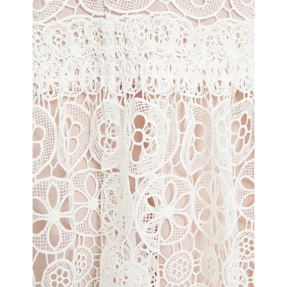 Self-Portrait White Lace Cutout Guipure Dress - Picture 4 of 11